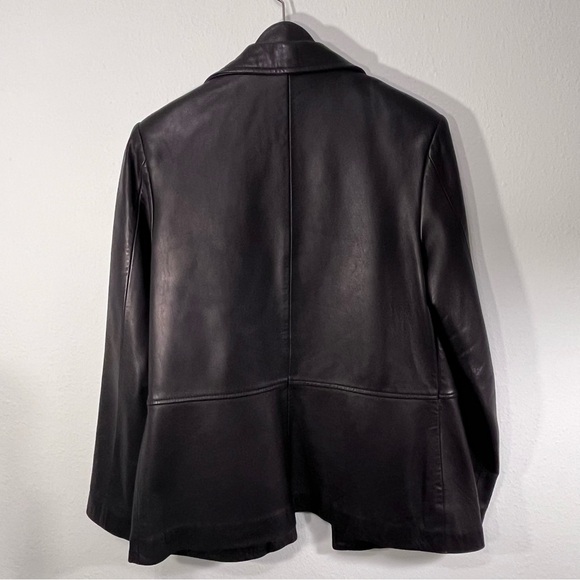 Women's anonymous Black Leather Jacket size Medium with buttons - Picture 3 of 14